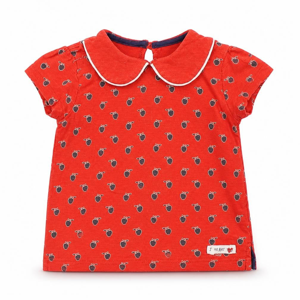 Front view of Next girls’ red basic blouse, size 3-6, months