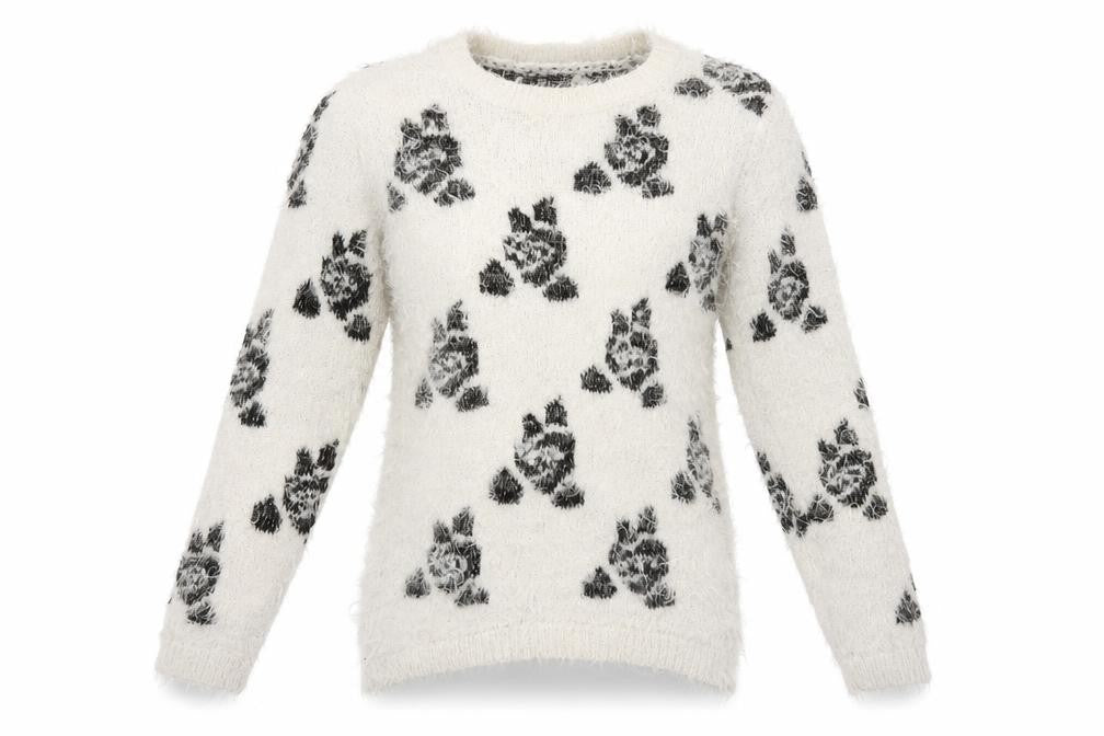 F&F Girls Ivory Floral  Pullover Jumper Size 9-10 Years