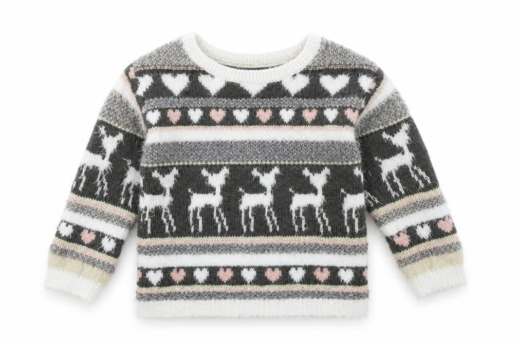 George Girls Green Striped Knit Pullover Jumper Size 2-3 Years