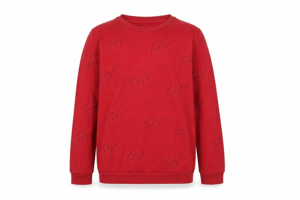 Front view of Primark boys’ red pullover sweatshirt, size 10, years