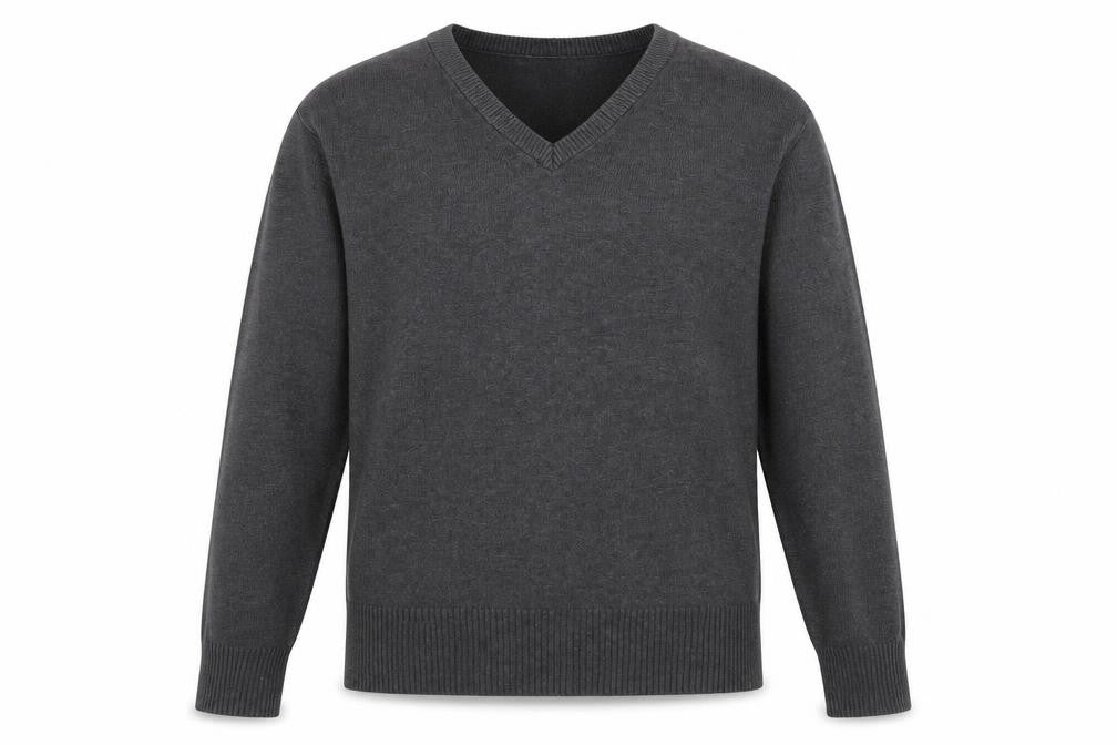 Front view of Tru Tex men’s grey jumper, size S