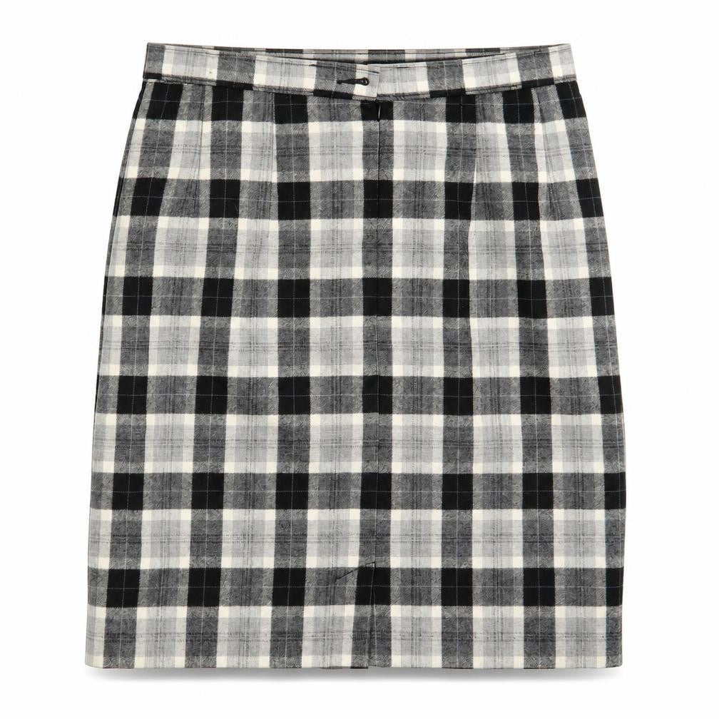 M&S Womens Grey Check  Straight & Pencil Skirt One Size