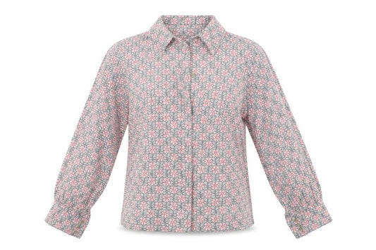 Front view of Preworn women’s multicoloured floral basic button-up one size