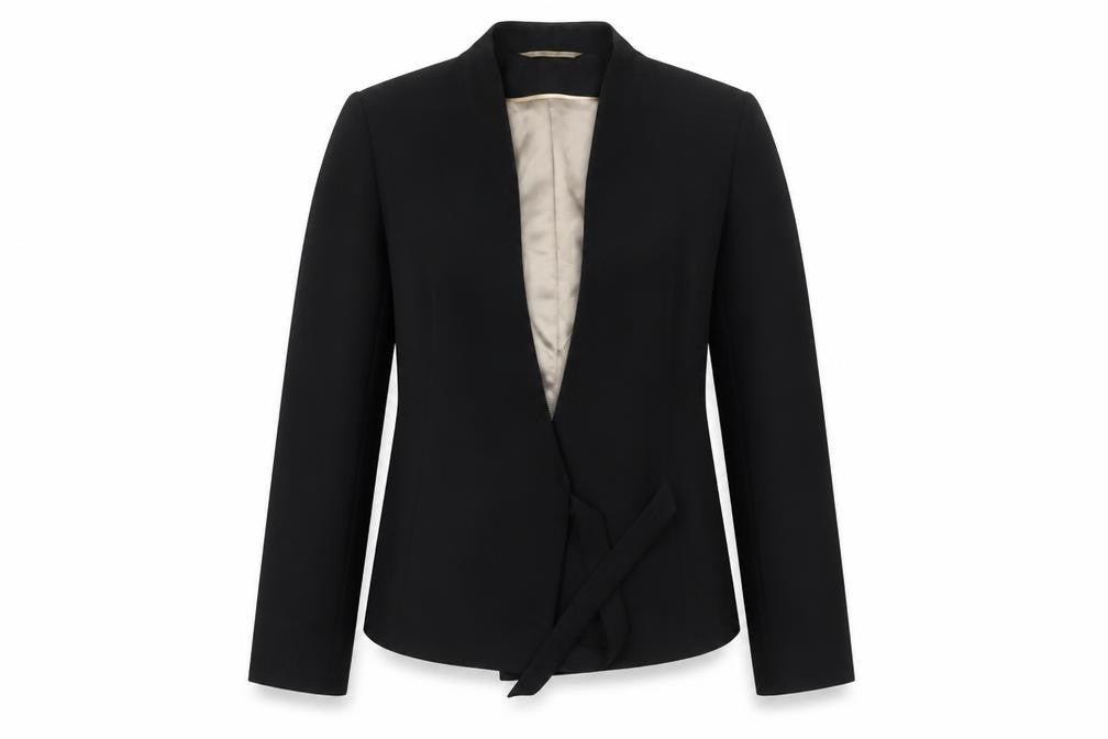 Front view of F&F women’s black jacket blazer, size UK 10