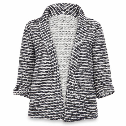 Front view of Asda George women’s multicoloured striped cardigan jumper, size UK 8