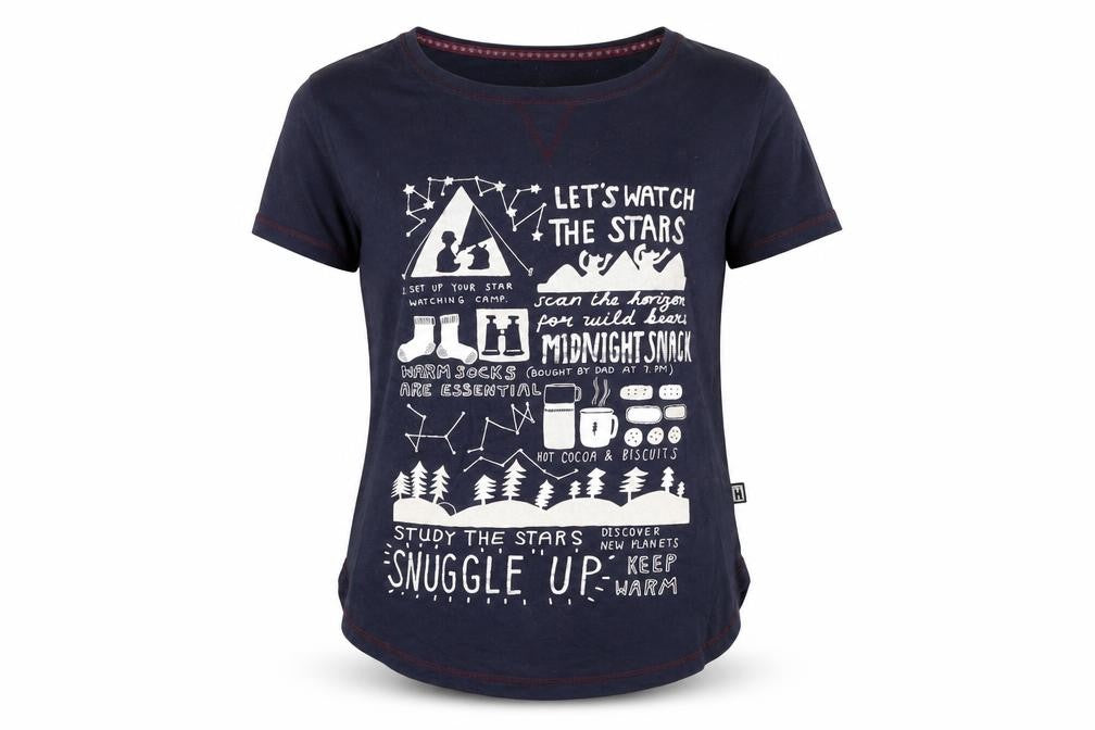 Front view of Love To Lounge women’s blue top pyjama top, size UK 8, - cute