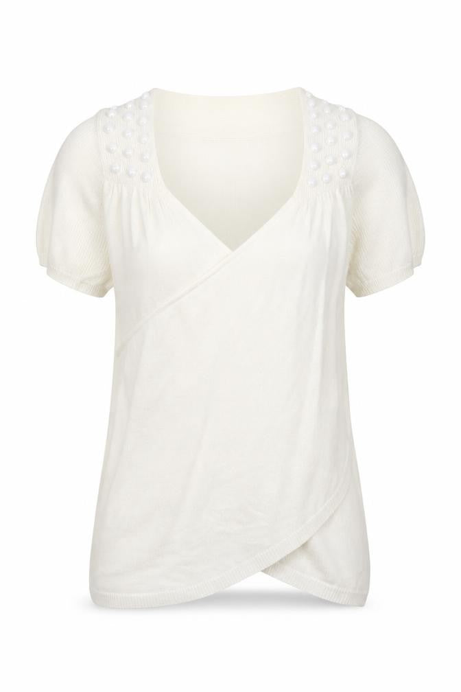 Front view of Soon women’s white knit cardigan jumper, size UK 12