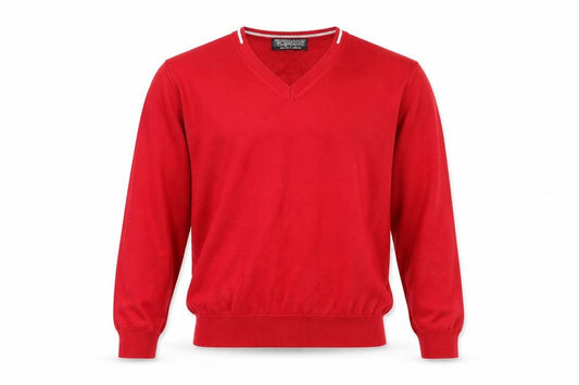 Front view of Topman men’s red pullover sweatshirt, size M