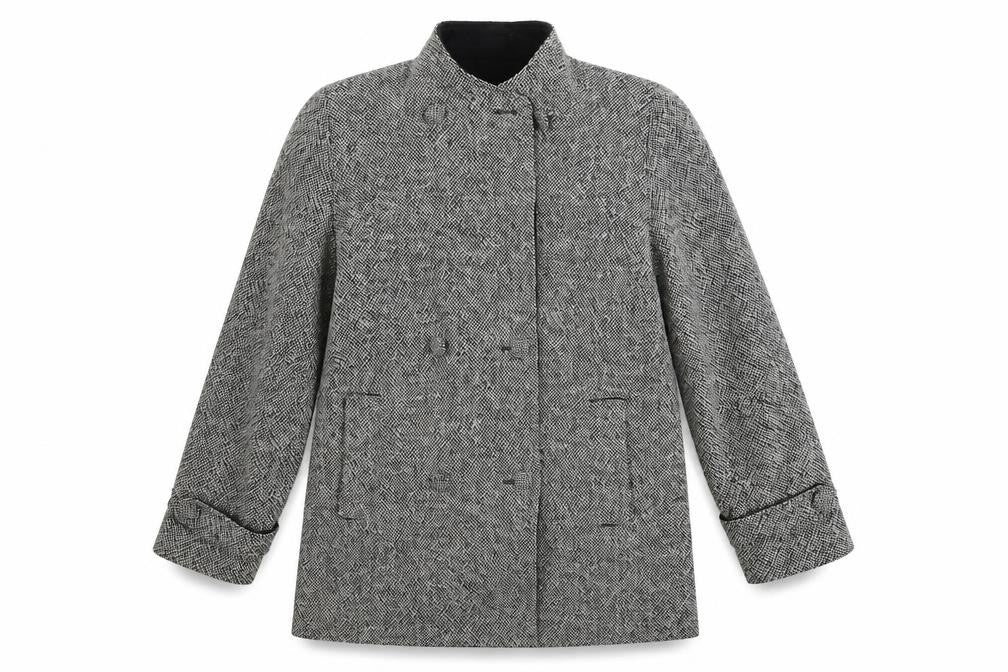 Front view of kesta women’s grey jacket coat, size UK 14