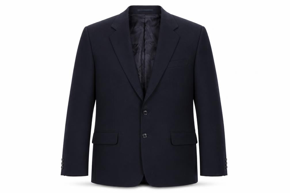 Front view of Harewood men’s blue jacket suit jacket, size S