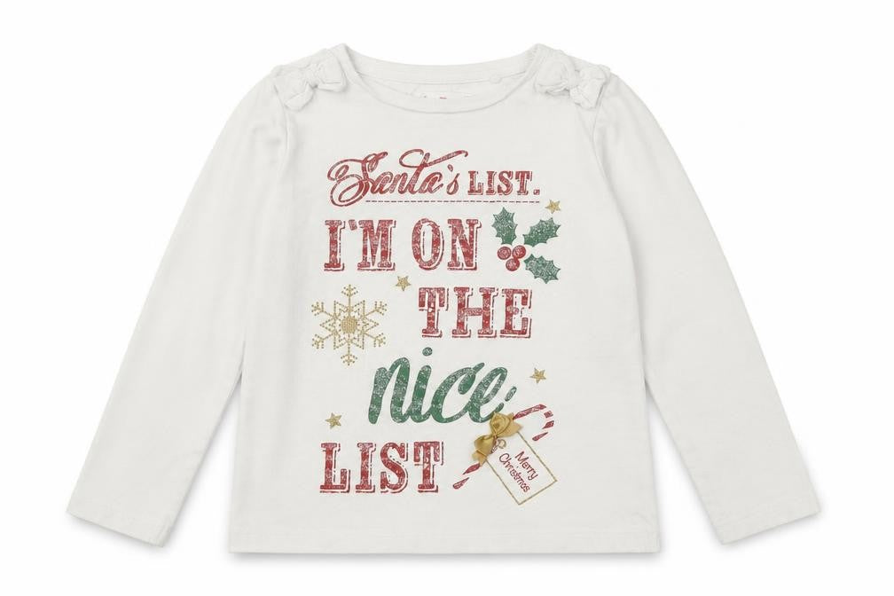 Front view of Tu girls’ white basic t-shirt, size 7, years - santa's list