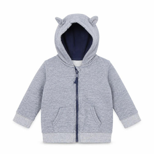 Front view of George boys’ blue jacket, size 6-9, months
