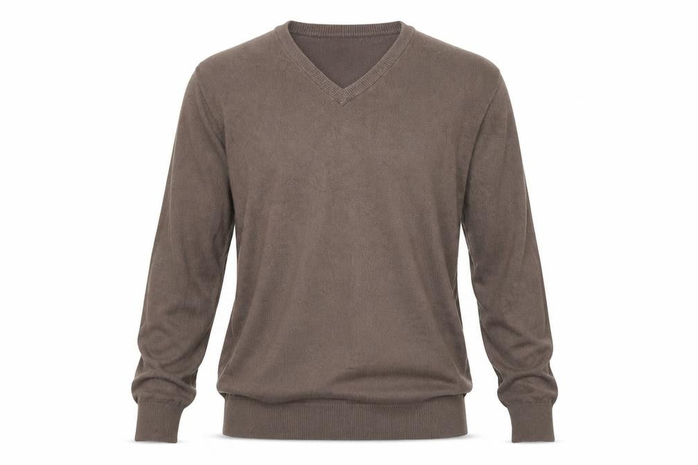Front view of Marks & Spencer men’s brown jumper, size L