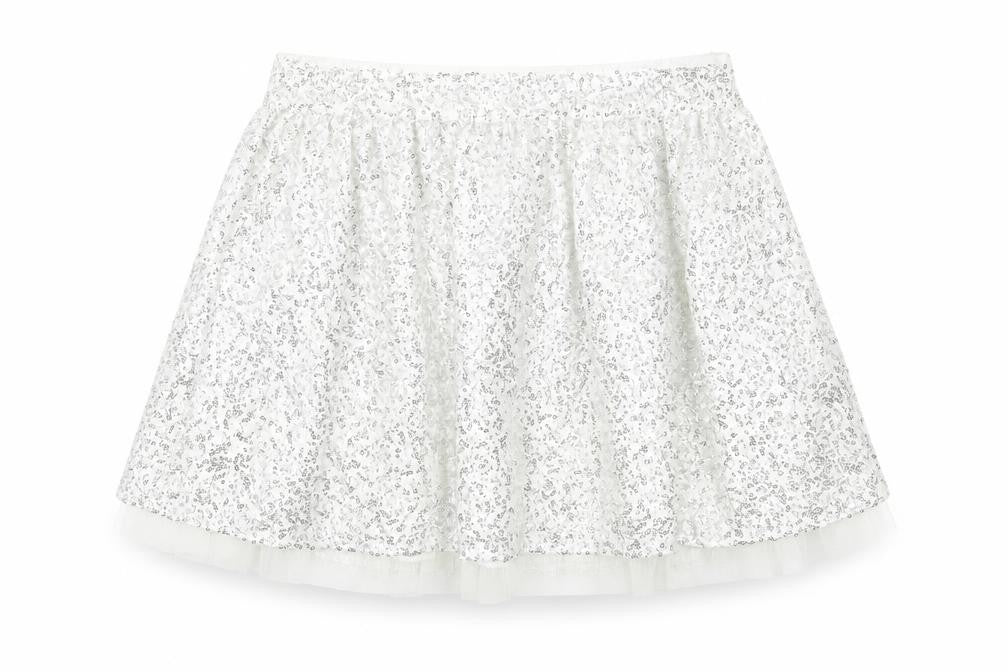Front view of Limited Collection girls’ silver a-line skirt, size 13, years