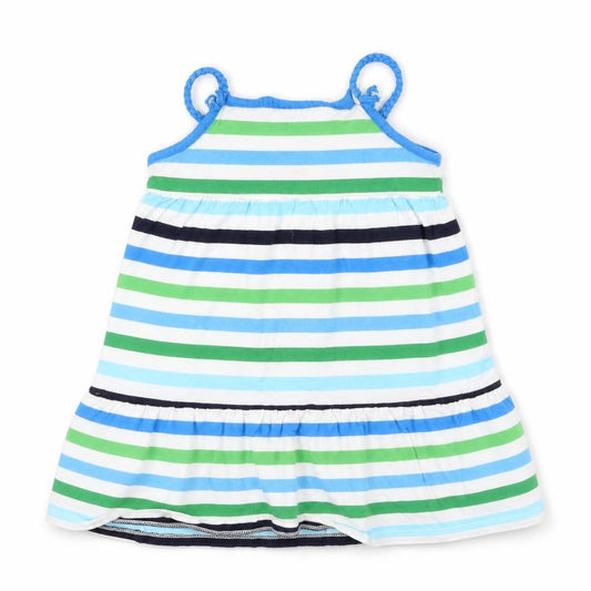 Front view of Gap girls’ white striped a-line, size 2, years