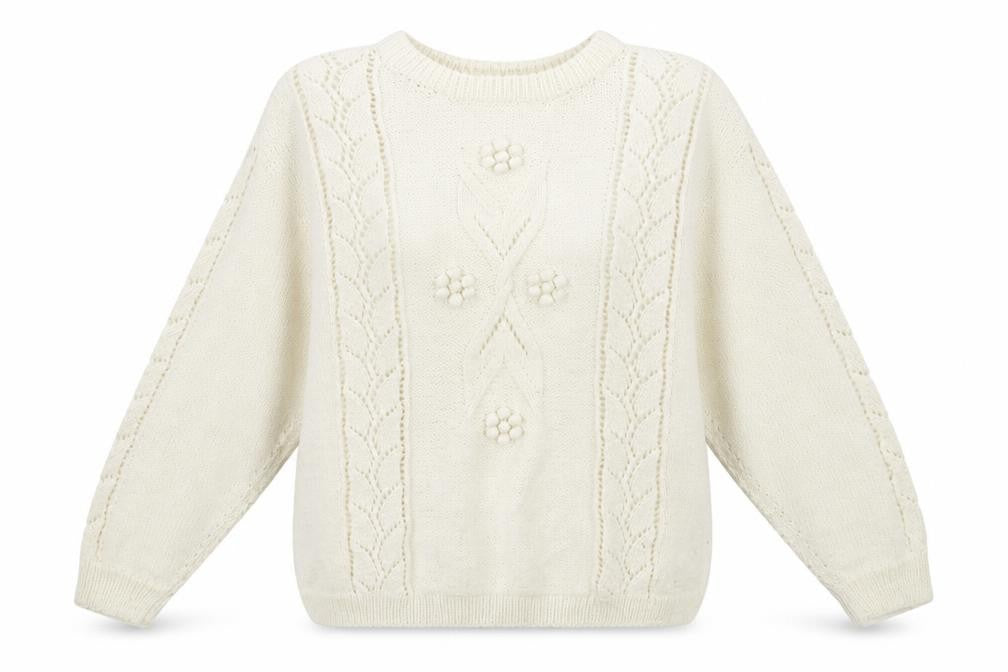 Front view of Preworn women’s ivory jumper, size L