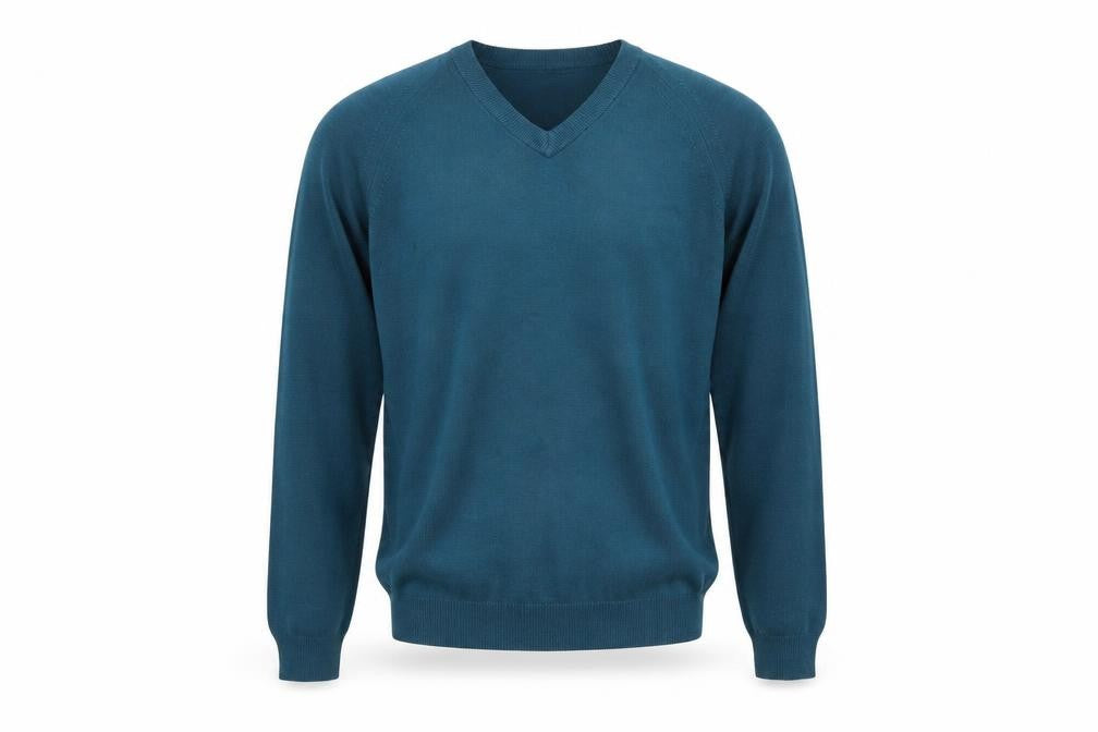 Front view of Essentials men’s green knit jumper, size S