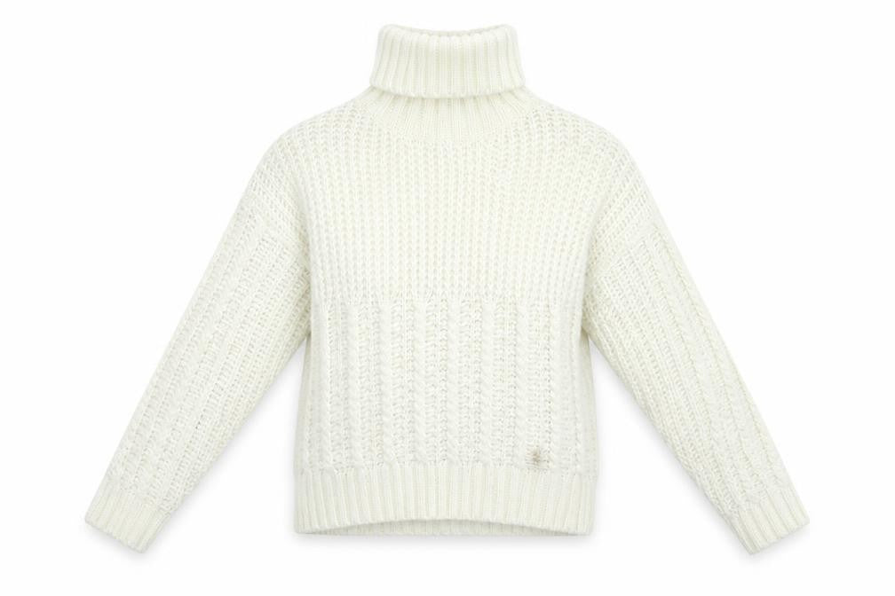 Front view of SHEIN women’s white knit jumper, size M