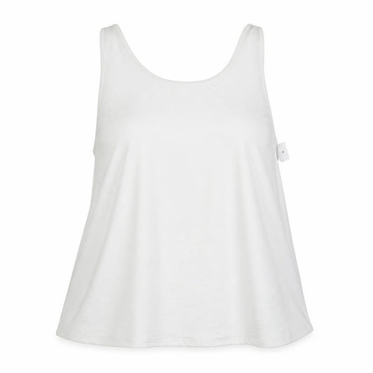 Front view of Boohoo women’s white basic tank, size UK 12