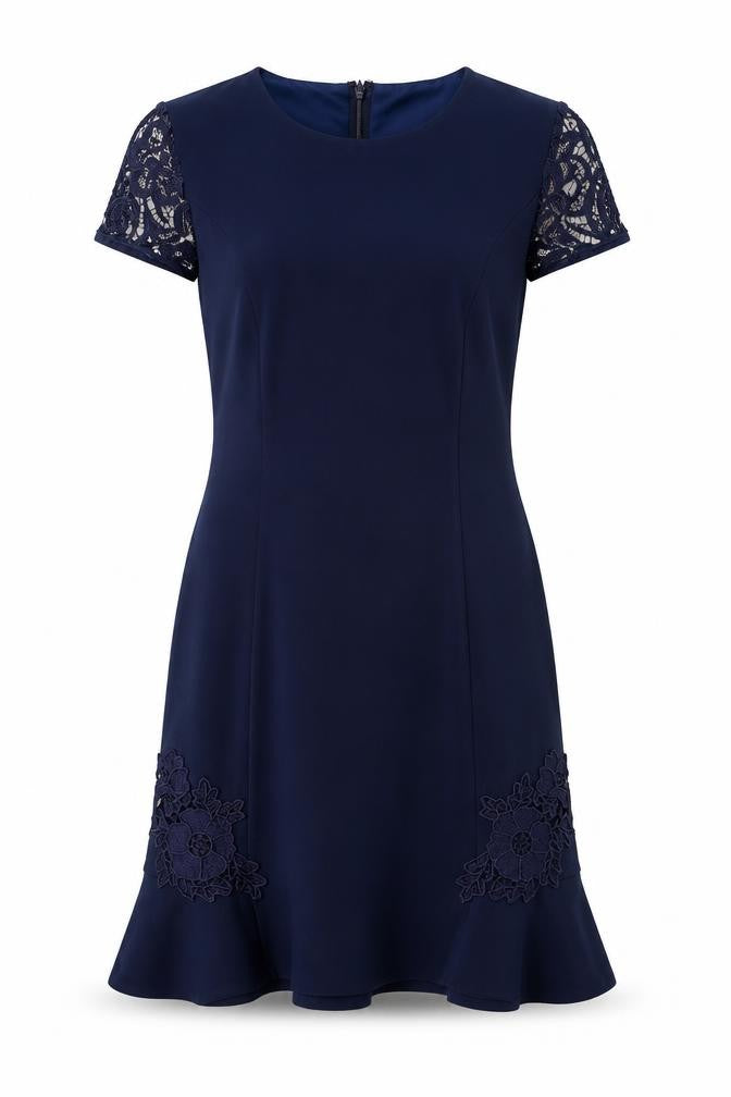 Front view of Little Misstress women’s blue basic t-shirt, size UK 16
