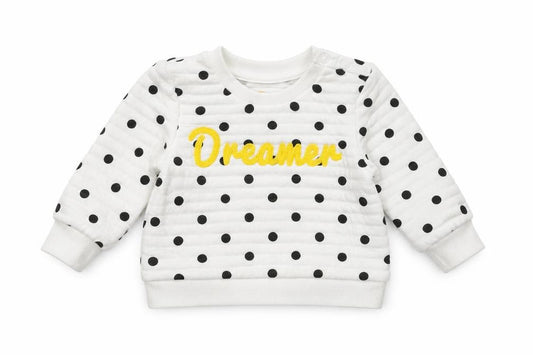 Front view of Primark Baby White Polka Dot jumper, size 3-6, Months