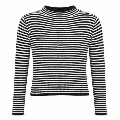 Miss Girls Black Striped  Pullover Jumper Size 9-10 Years