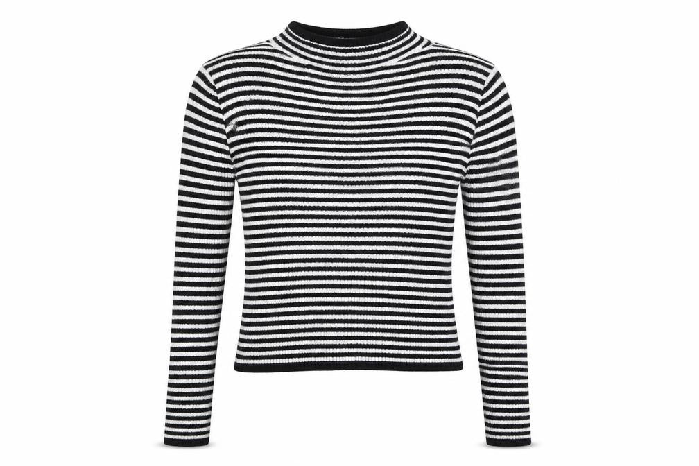 Miss Girls Black Striped  Pullover Jumper Size 9-10 Years