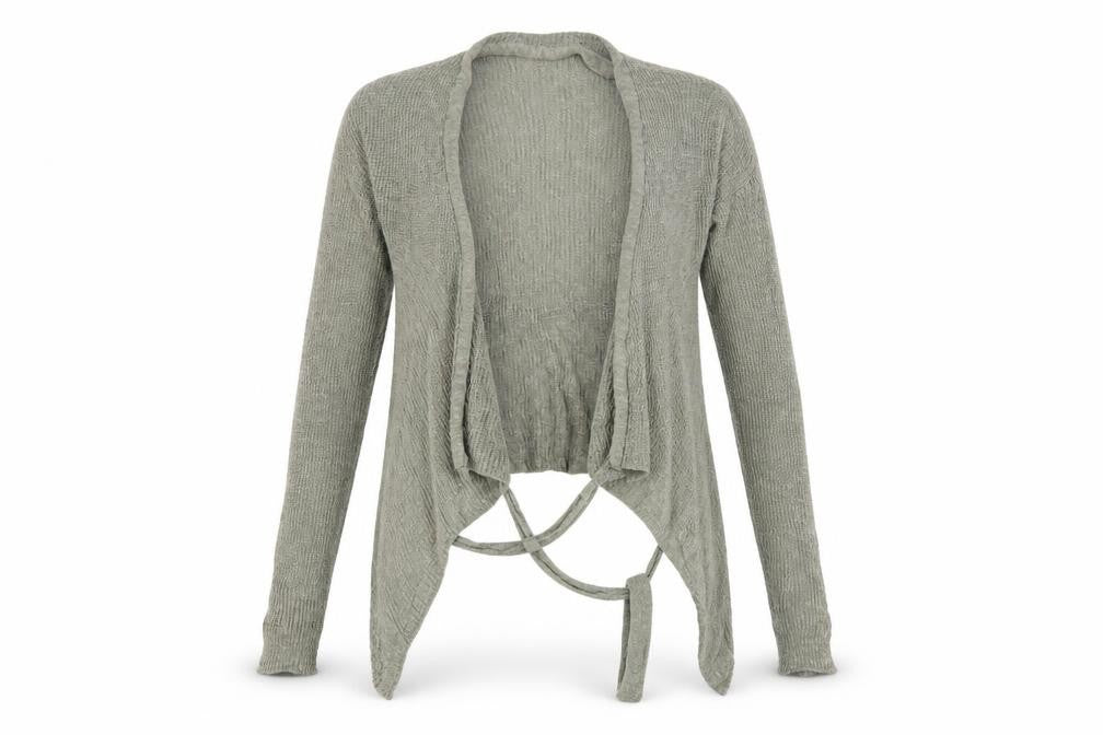 Front view of Primark women’s green cardigan jumper, size UK 10