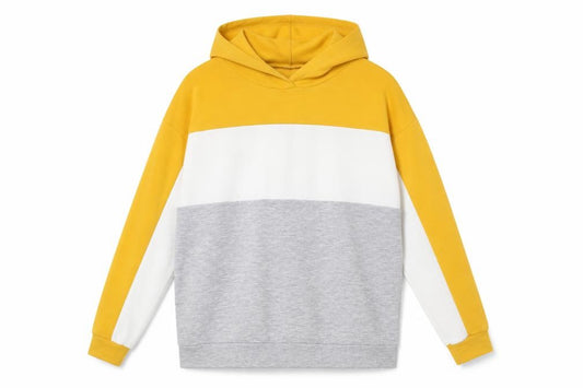 Front view of Select women’s multicoloured striped pullover hoodie, size M