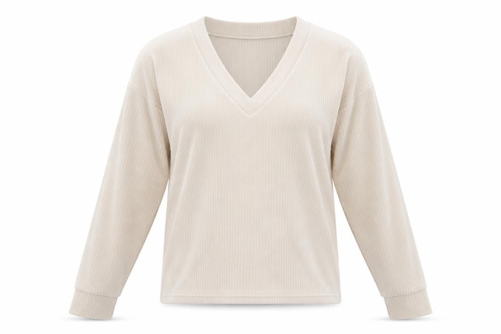 Front view of ASOS women’s pink velour pullover sweatshirt, size UK 8