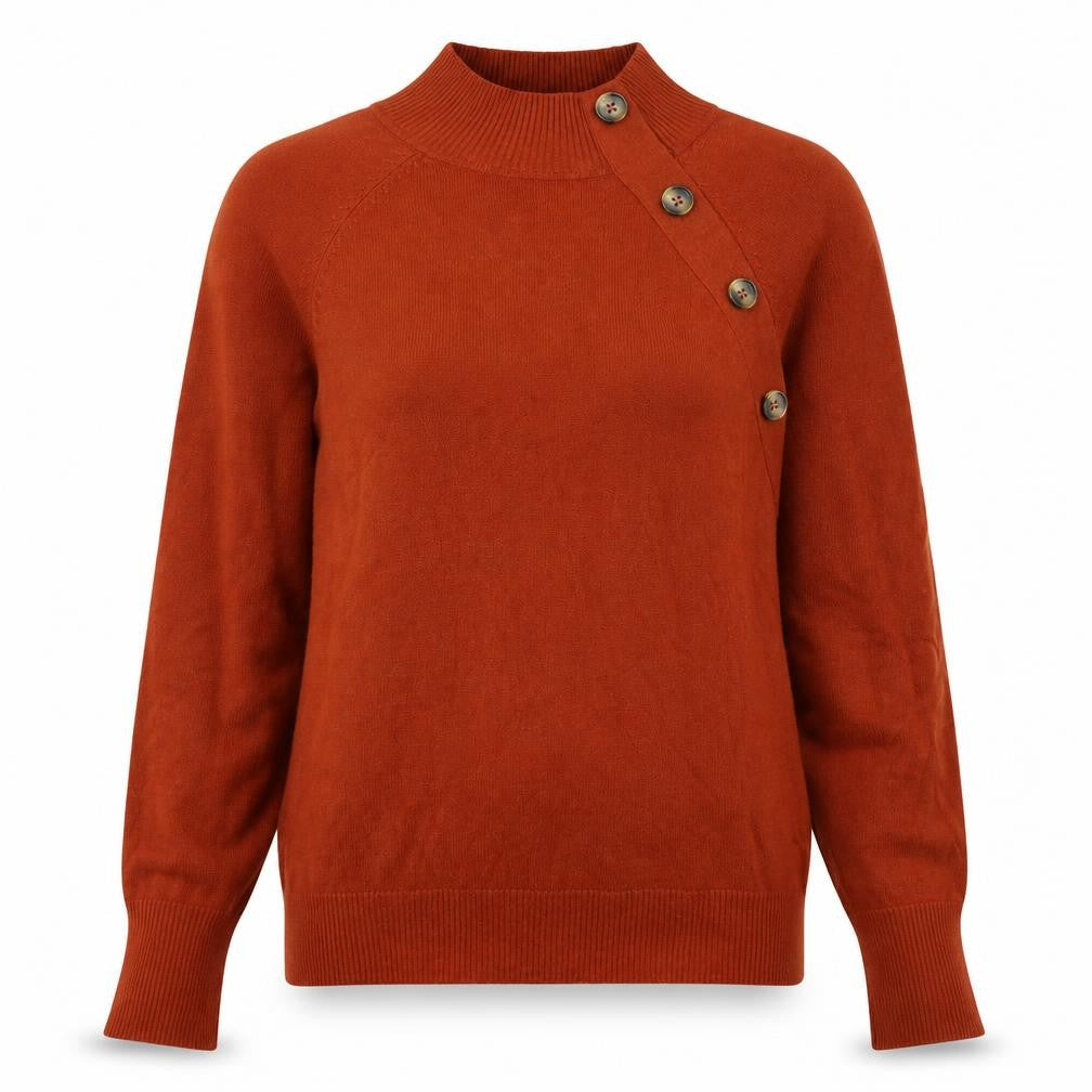 Front view of M&Co women’s brown knit jumper, size UK 12