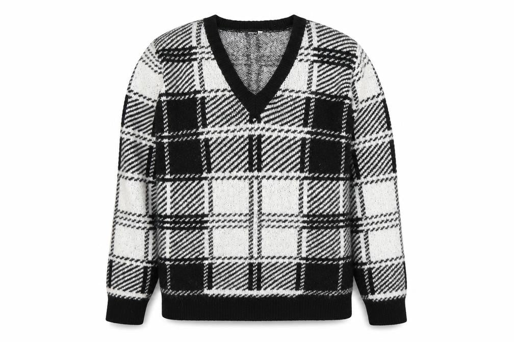 Front view of Pep&Co women’s black check jumper, size L