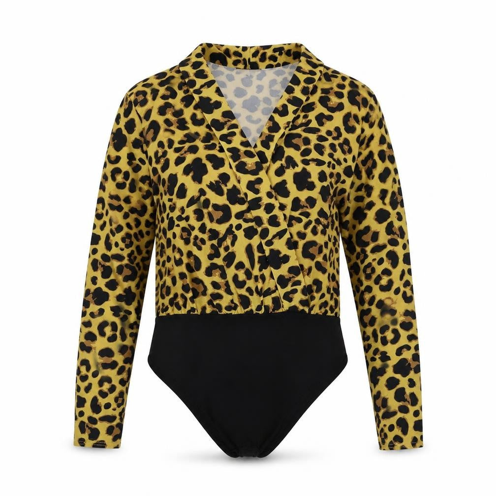 Boohoo Womens Black Animal Print  Bodysuit One-Piece Size 12