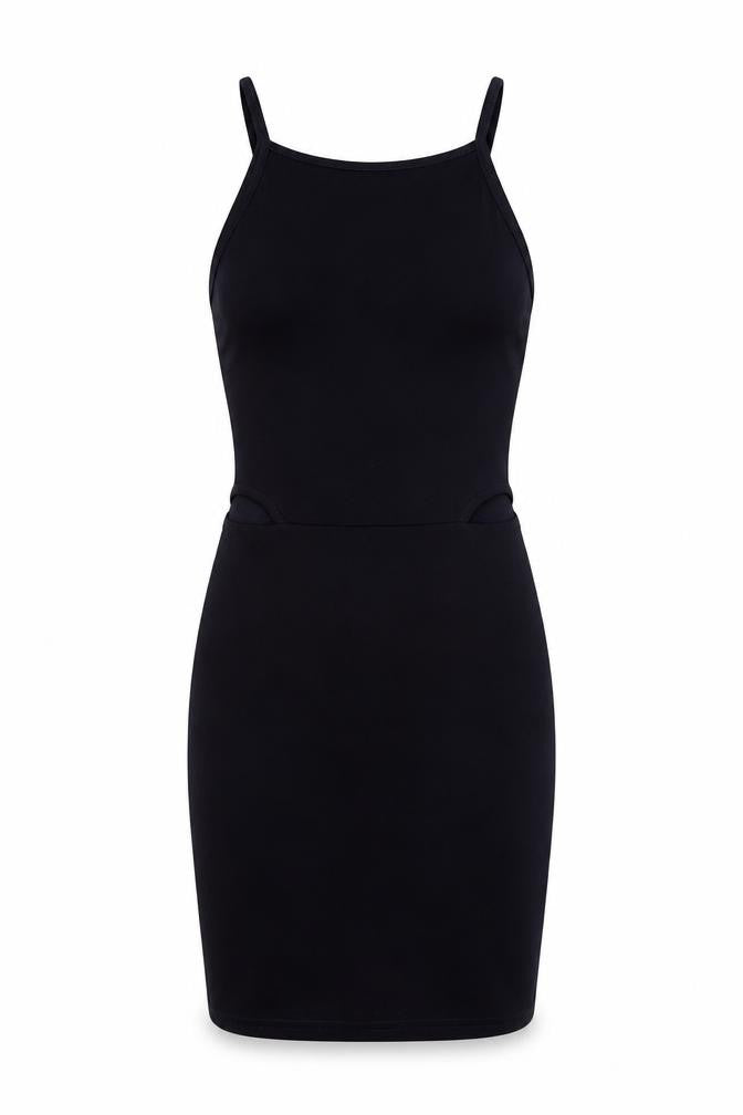 Front view of PRETTYLITTLETHING women’s blue colourblock a-line, size UK 6