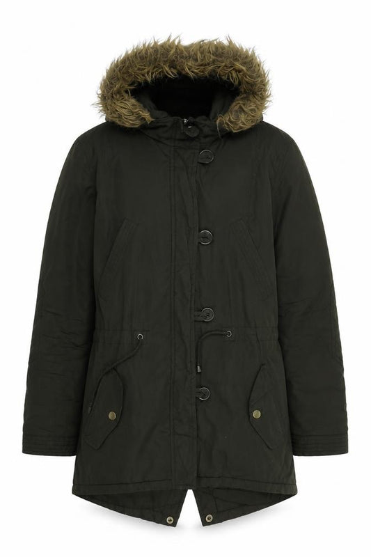 Front view of Primark women’s green jacket, size UK 12