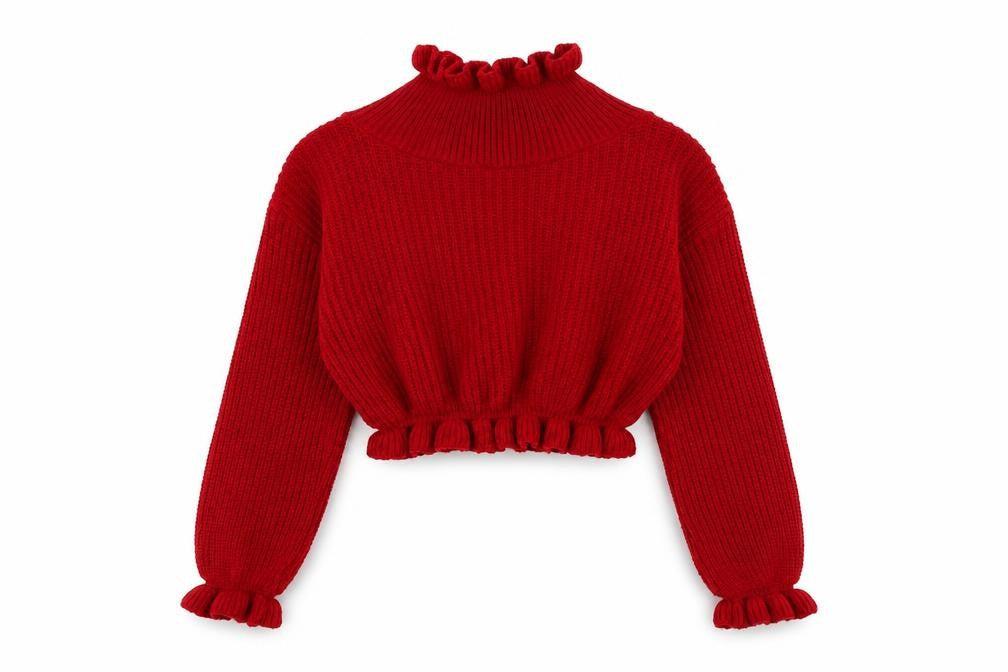 Front view of Preworn women’s red jumper, size S