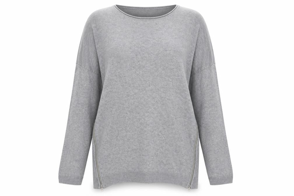 Front view of Primark women’s grey jumper, size UK 14