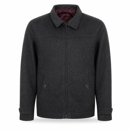 Front view of Matalan men’s black jacket coat, size M