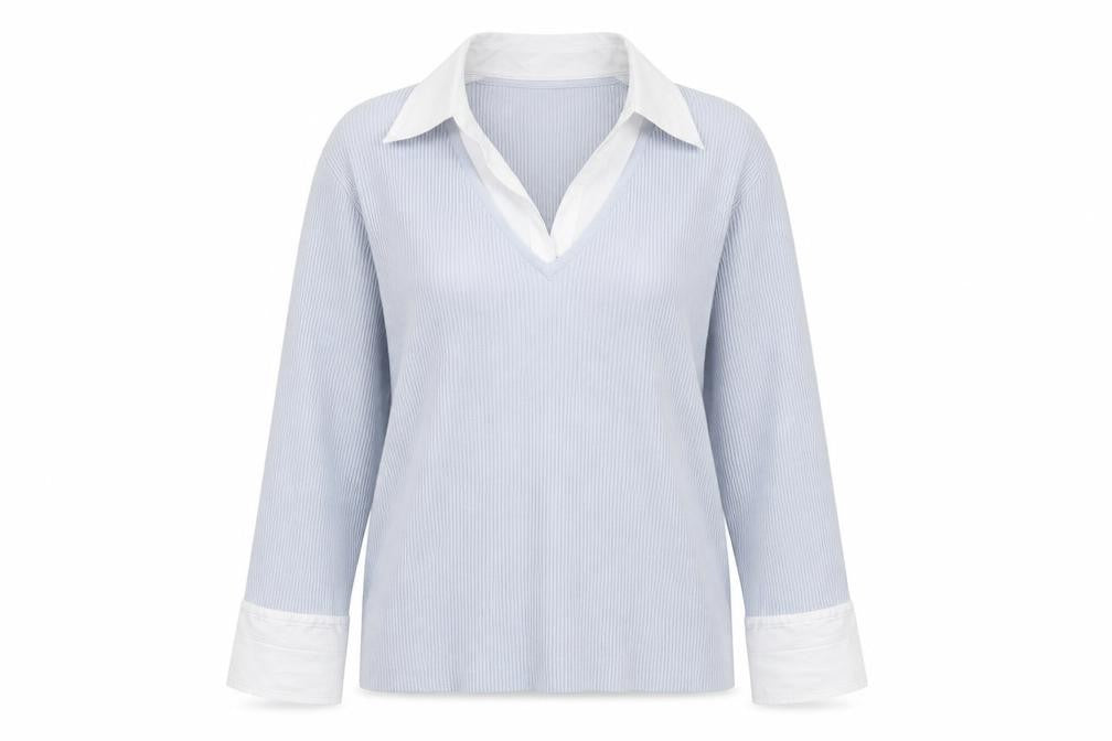 Front view of BEBBIE MORGAN women’s blue jumper, size XL