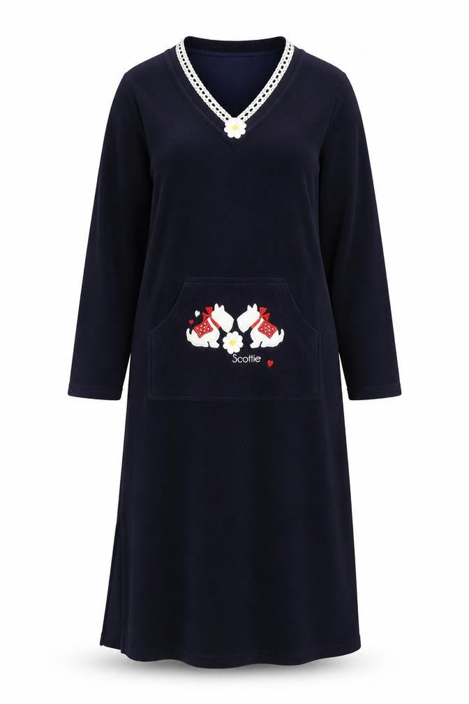 Front view of BM women’s blue fit & flare, size UK 10