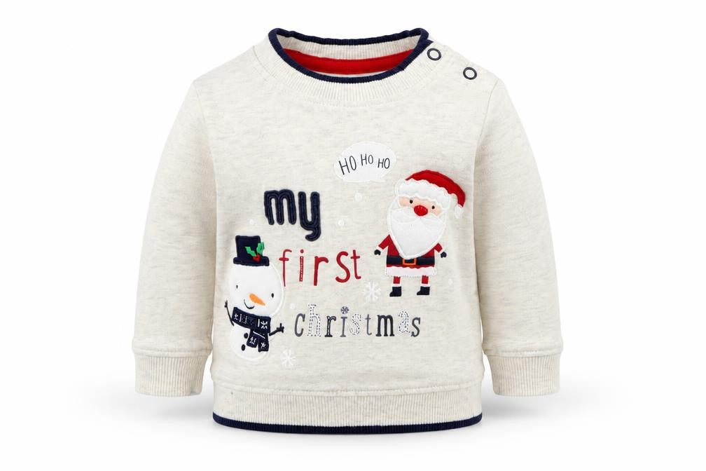 Front view of George boys’ ivory jumper, size 0-3, months