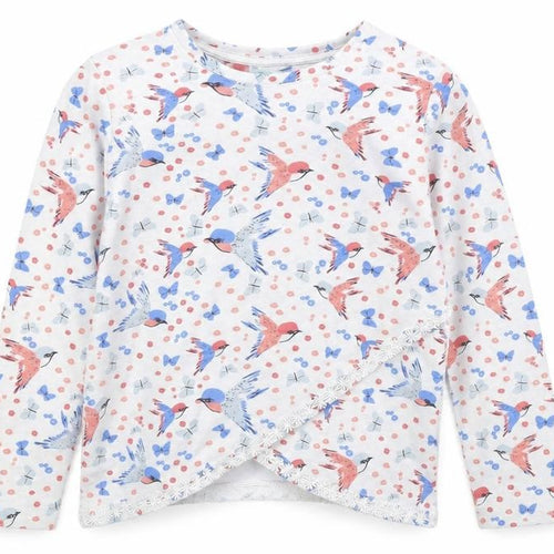 M&Co Girls White Floral  Basic T-Shirt Size 7-8 Years  - butterflies