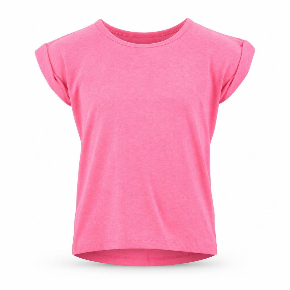 Front view of Tu girls’ pink basic t-shirt, size 6, years