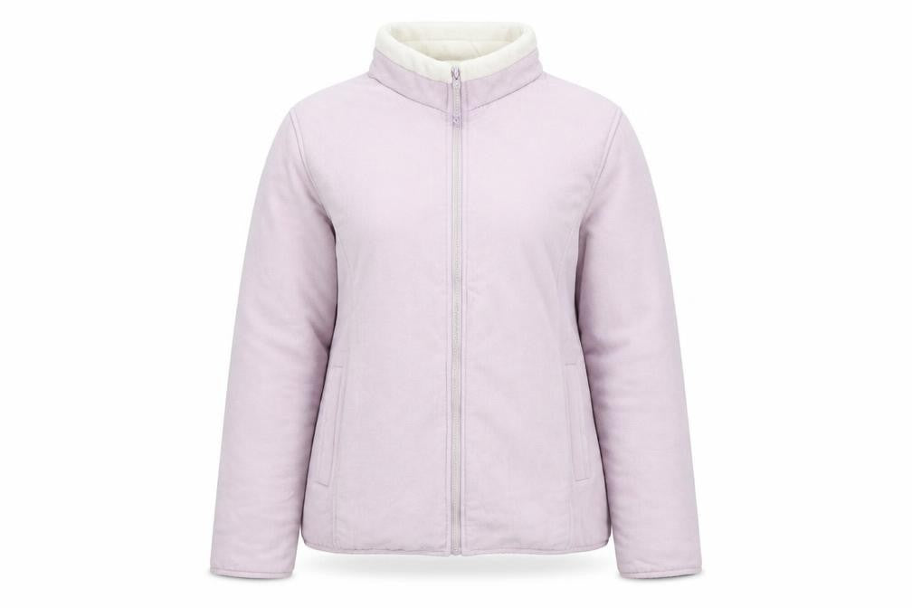 Front view of Drystone women’s purple full zip sweatshirt, size UK 12