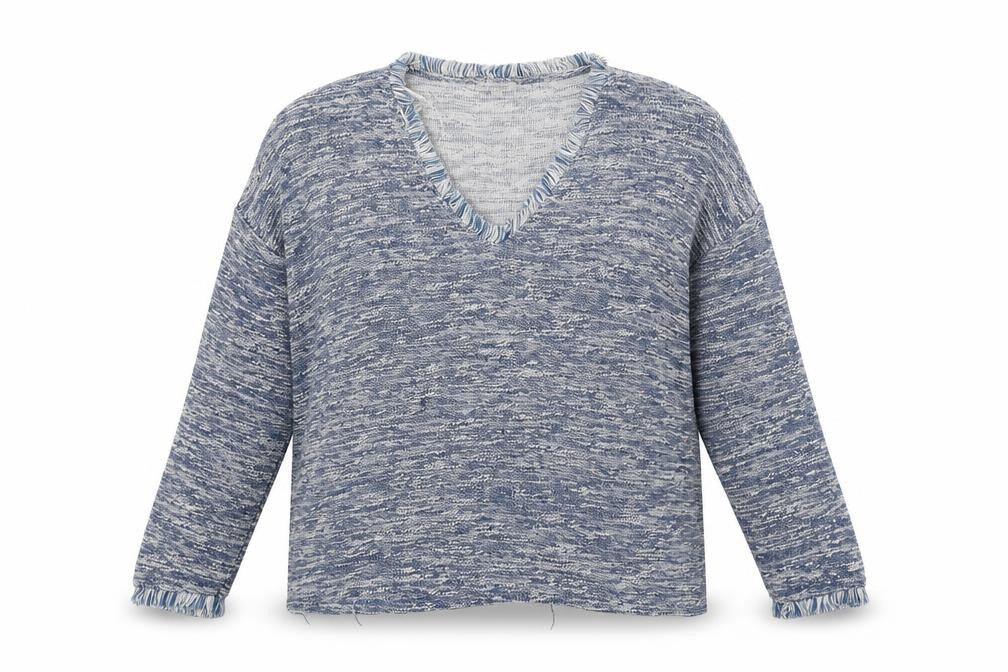 Front view of River Island women’s blue jumper, size UK 10