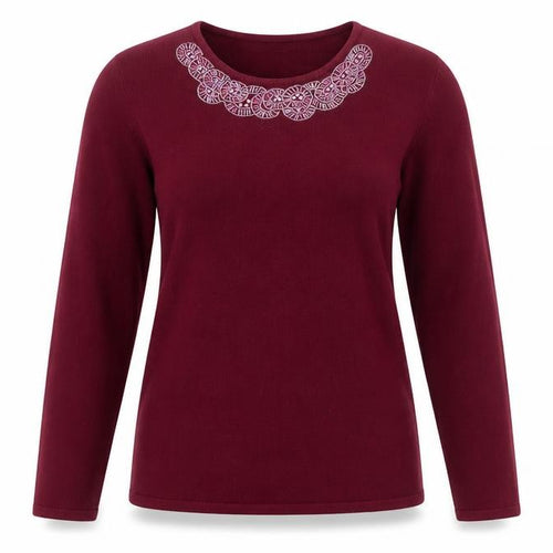 Cashmasoft Womens Purple  Knit Pullover Jumper Size M  - beaded neck line