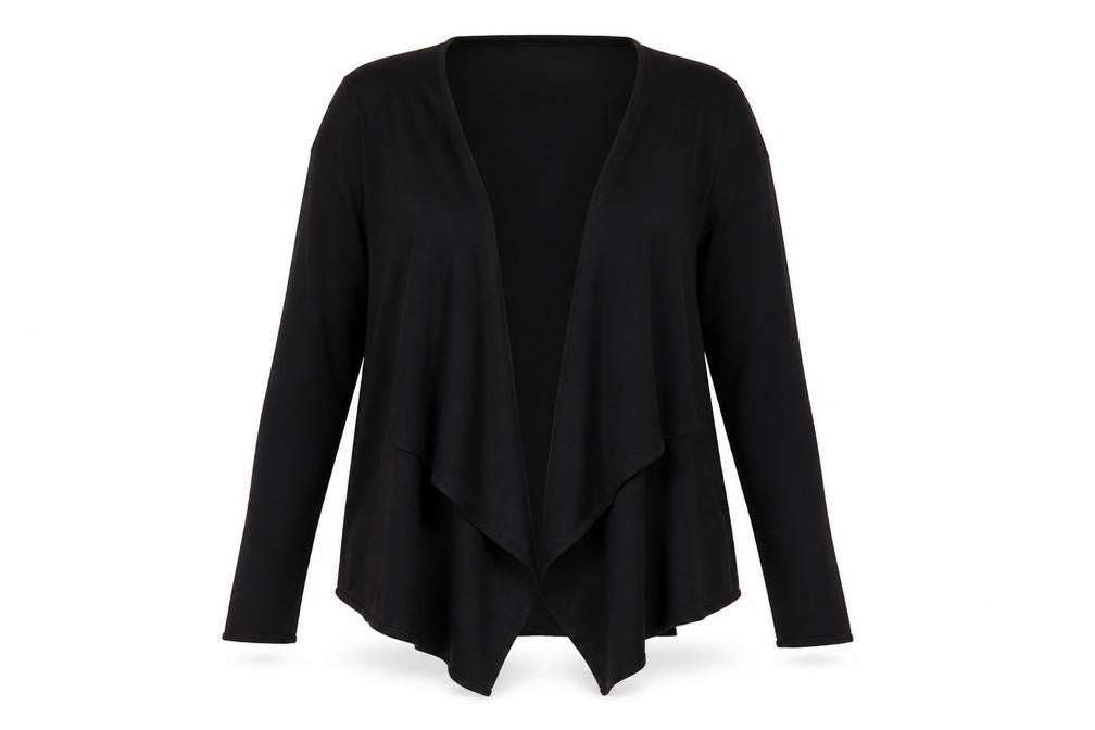 Front view of H&M women’s black knit cardigan jumper, size M