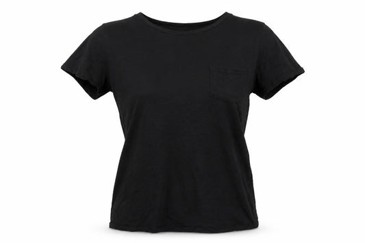 Front view of Select women’s black basic t-shirt, size UK 14