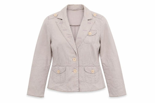 Front view of Bay women’s grey jacket blazer, size UK 10