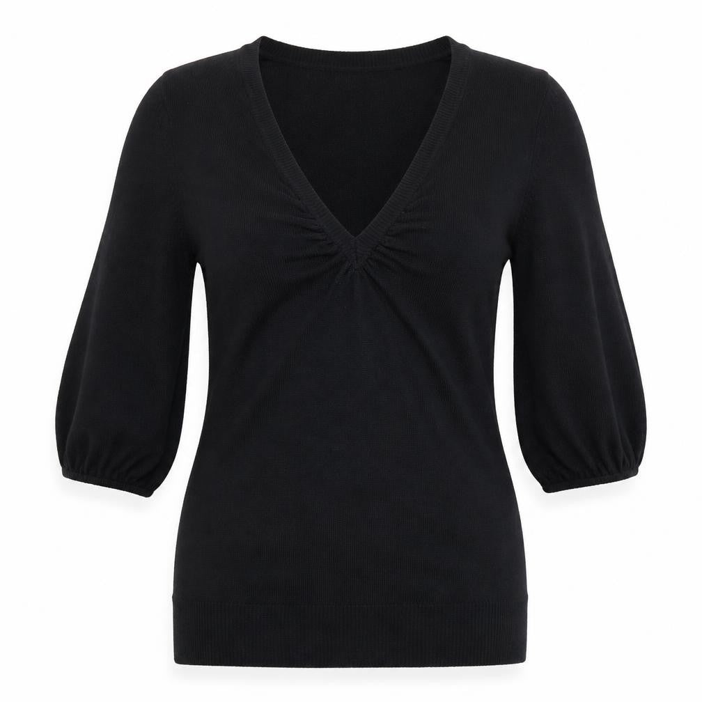 Front view of Papaya women’s black knit jumper, size UK 8
